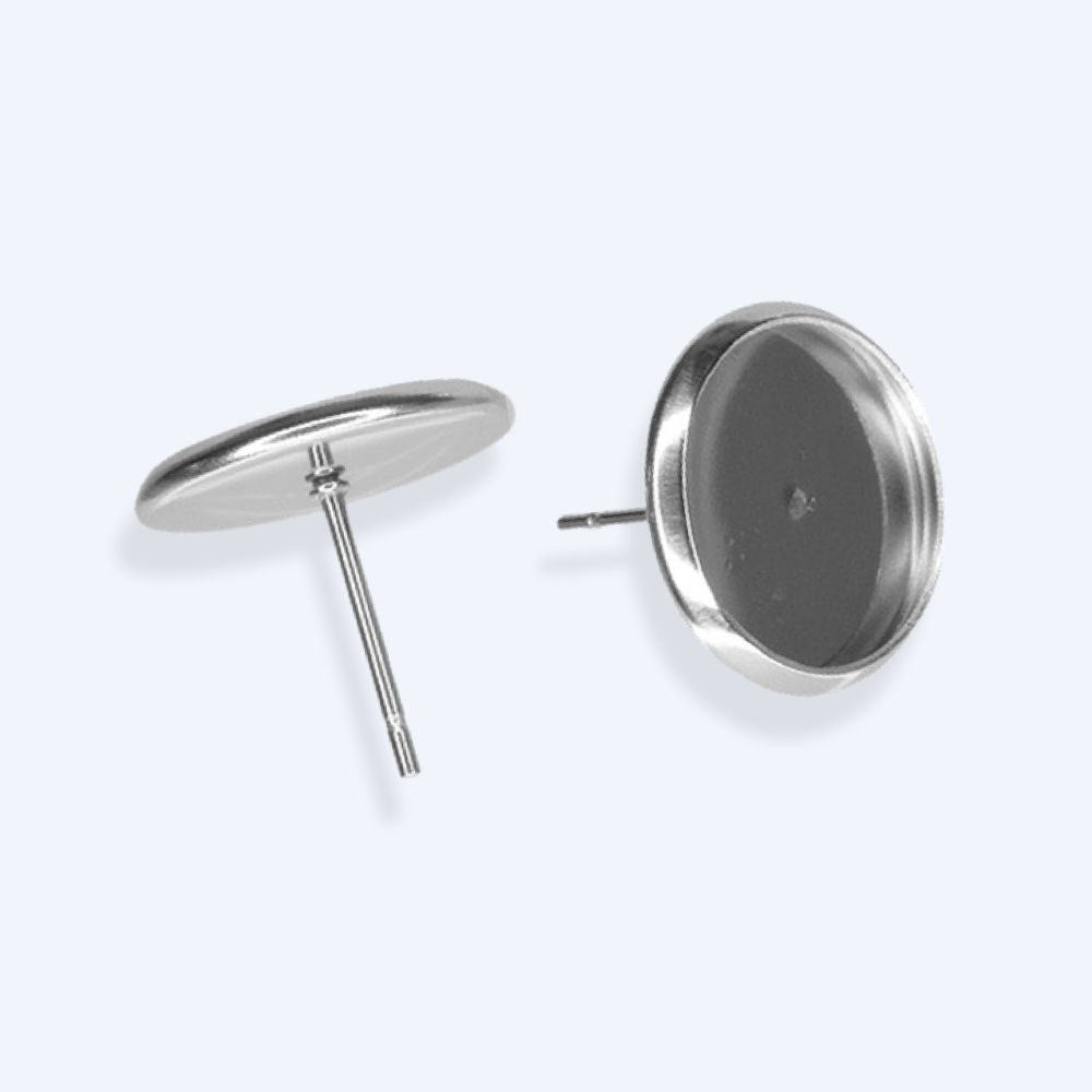 Korvakorutaustat kirurginteräs, kapussikorut. Stainless steel stud earring findings