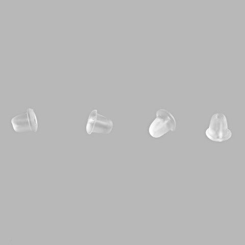 Muotoiltu silikonistoppari lähikuvana, korvakorukoukulle ja tapille, 4 x 4 mm