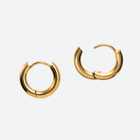 Förgylld 16 mm huggie-ring med 3 mm tjock tråd, gångjärnsklämma, 18K PVD-förgylld