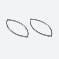 Mantelinmuotoiset korulinkit vaaka-asennossa, 27 x 13 mm hartsikoruihin, ruostumaton teräs