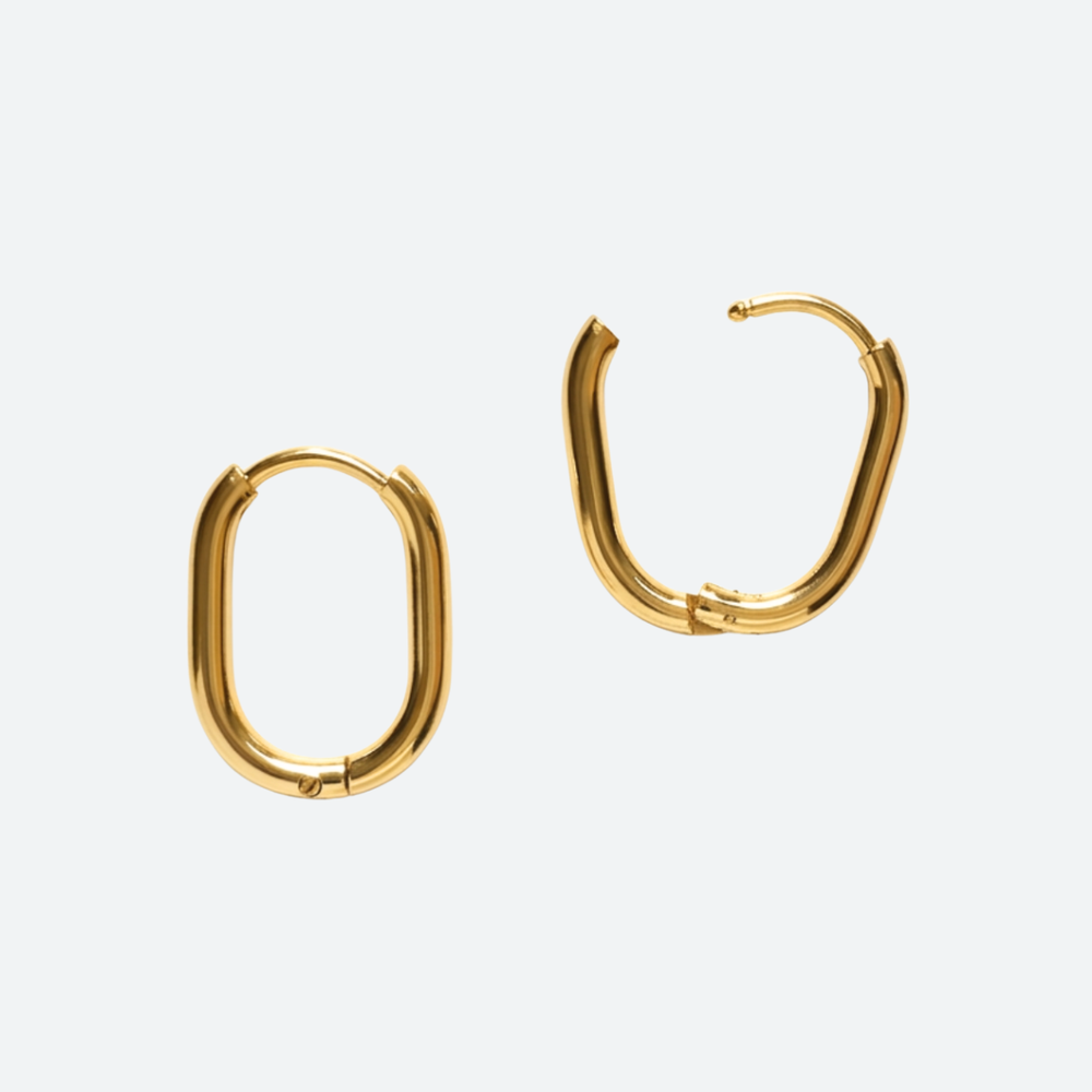 Korvakorurenkaat ovaali 17 x 12 mm, 18K PVD-kullattu RST