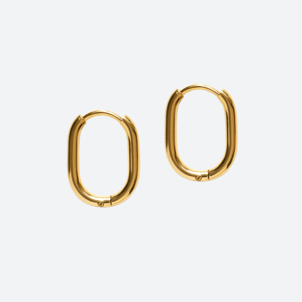 Korvakorurenkaat ovaali 17 x 12 mm, 18K PVD-kullattu RST