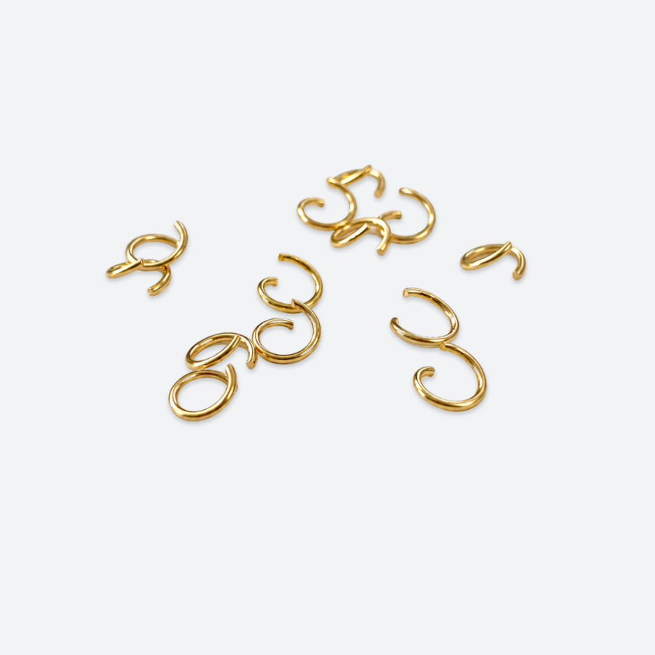 Öppna bindringar 5 x 0,6 mm, 18K guldpläterat rostfritt stål 304