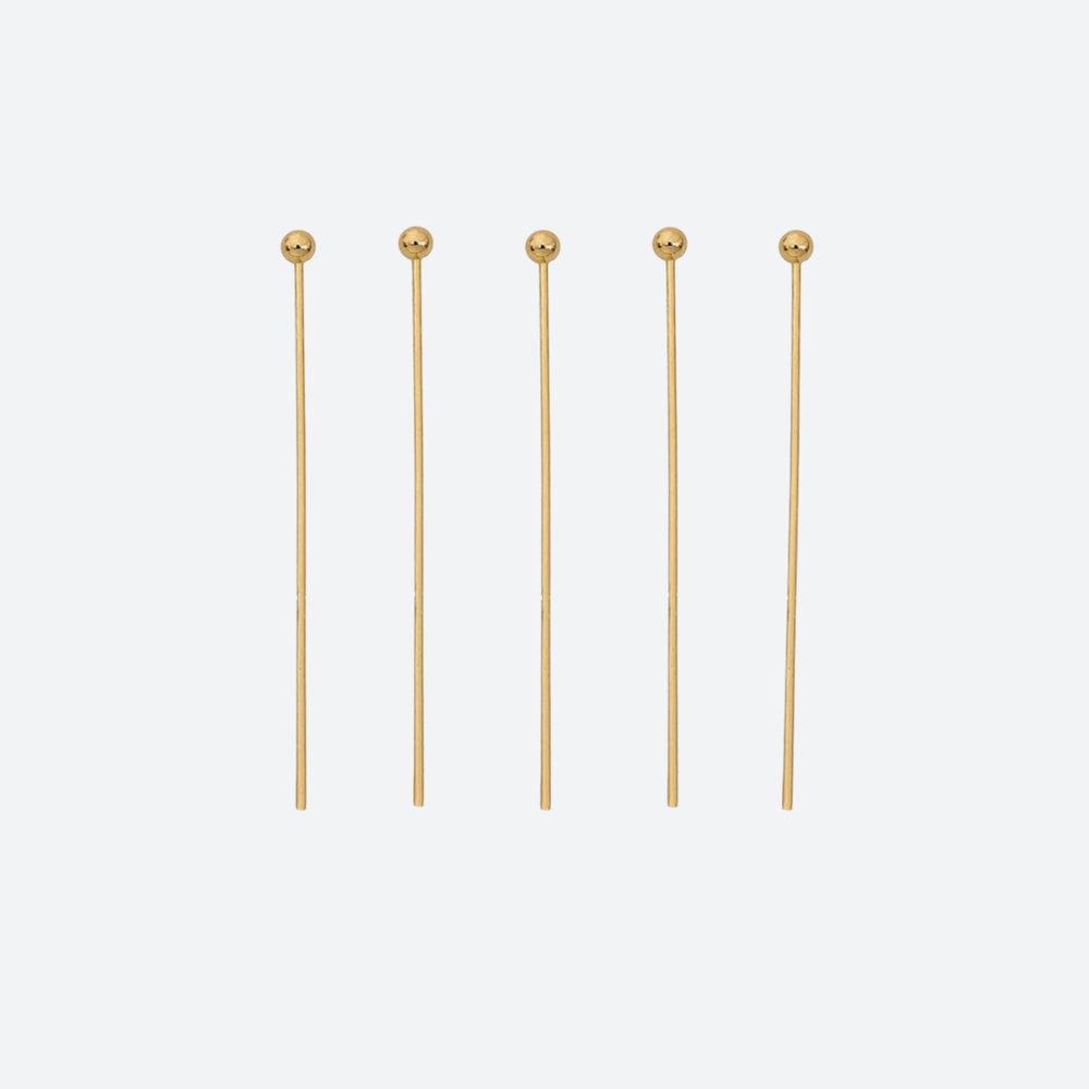 Korupiikit pallolla 30 x 0,6 mm, 18K PVD-kullattu kirurginteräs