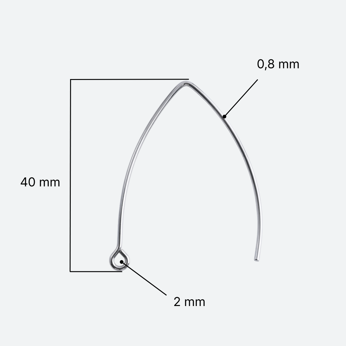 Ear Wire No. 10, Stainless Steel 304