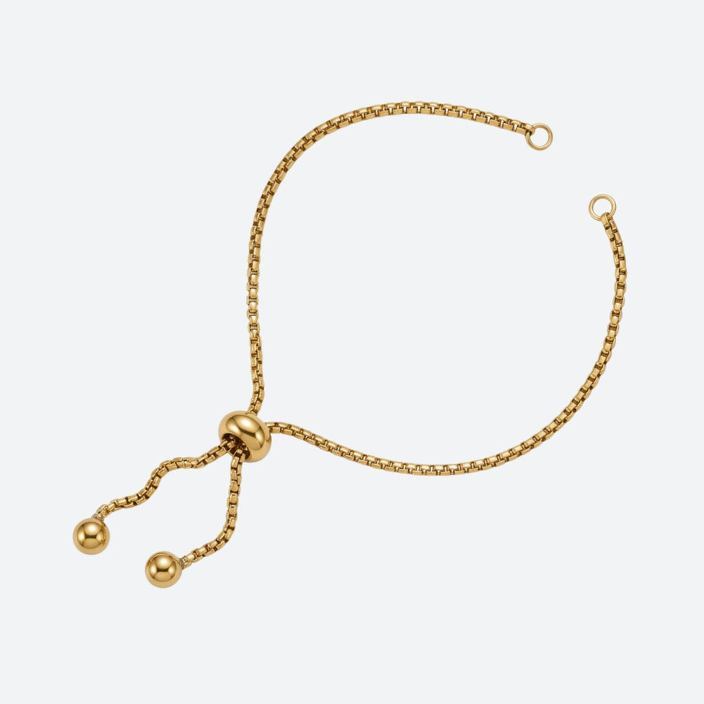 Bracelet Base with Slide Clasp 22 cm, 18K PVD Gold-Plated Stainless Steel 304