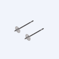 Öronstift för halvborrade pärlor, 4 mm platta för lim, kirurgiskt stål