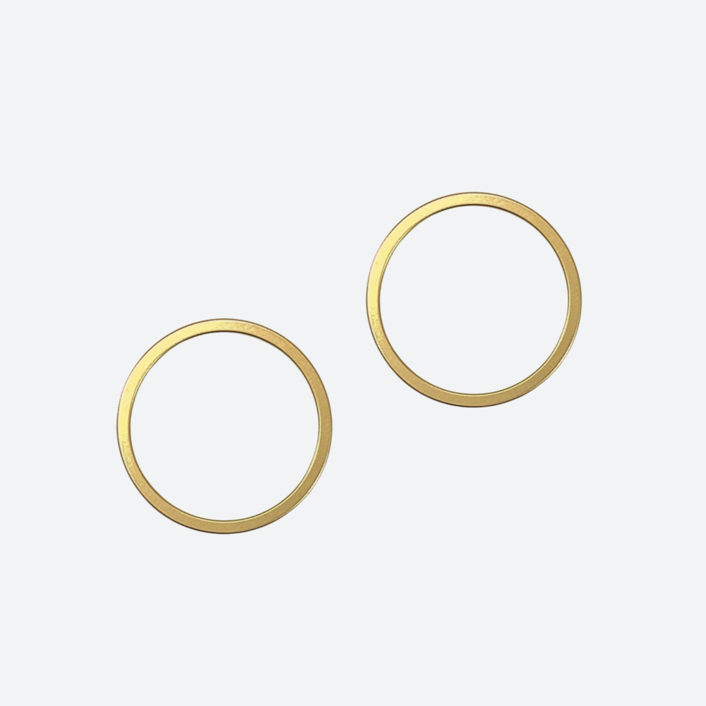Pari kullattuja pyöreiä korulinkkejä edestä, 16 mm 18K PVD-kullattu ruostumaton teräs