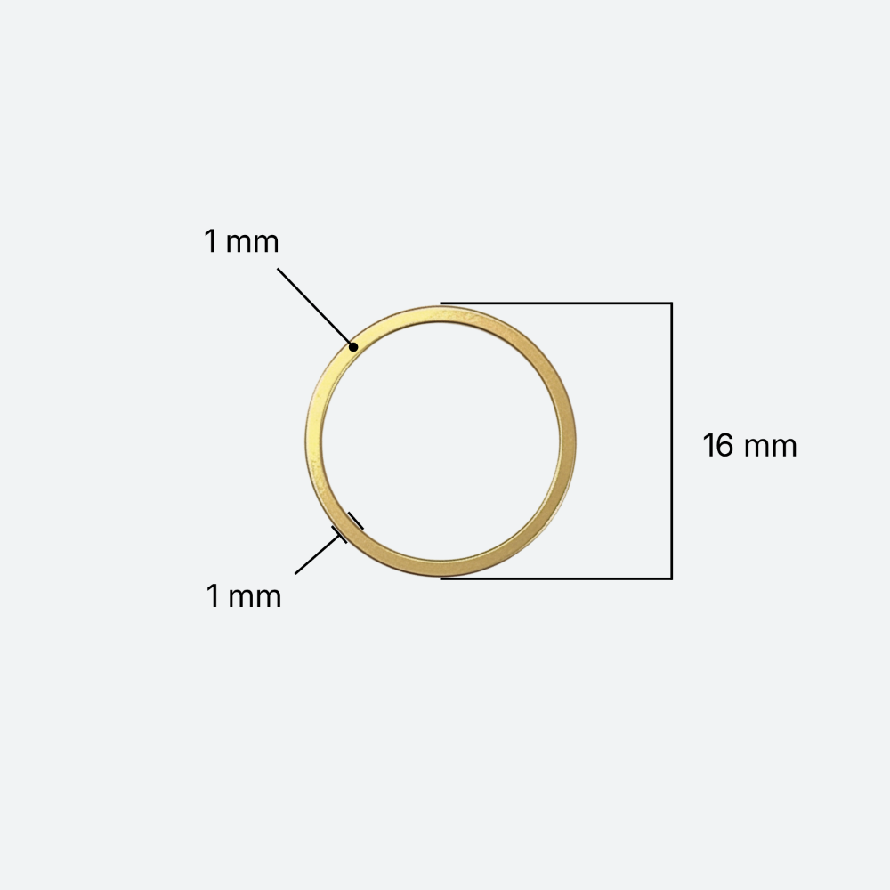 Useita kullattuja 16 mm korulinkkejä ryhmässä, pyöreä muoto, 18K PVD-kullattu RST
