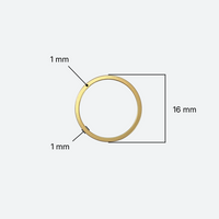 Useita kullattuja 16 mm korulinkkejä ryhmässä, pyöreä muoto, 18K PVD-kullattu RST