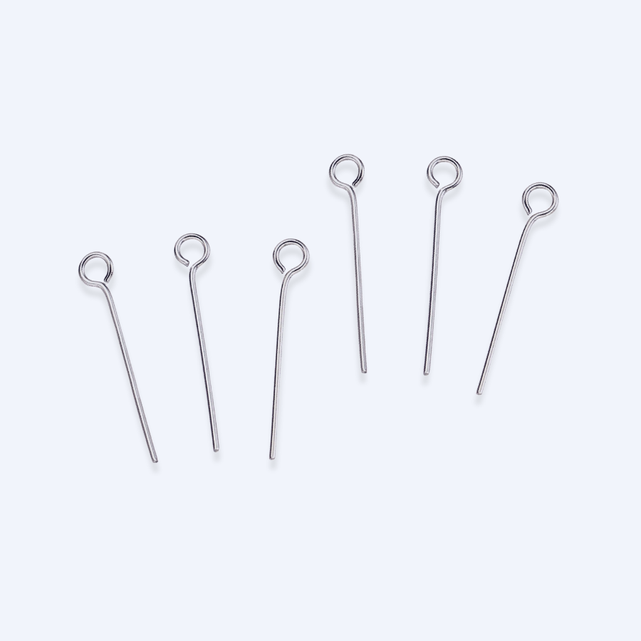 Korupiikit silmukalla RST ruostumaton teräs. Korupiikit korvakorujen ja muiden korujen valmistukseen. Korupiikit tukkupakkaus