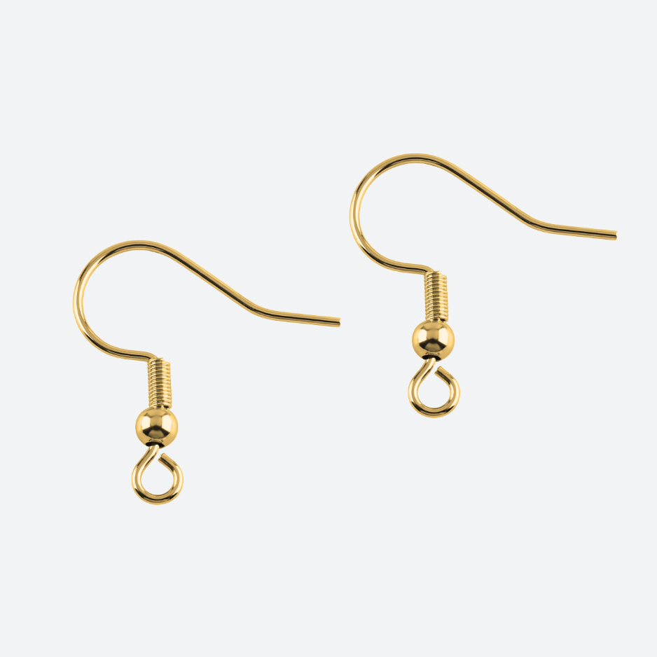 Korvakorukoukut kullattu kirurginteräs. 18K kulta, RST. Korvakorujen valmistus.