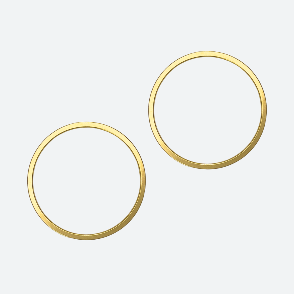 Pari kullattuja pyöreiä korulinkkejä edestä, 25 mm 18K PVD-kullattu ruostumaton teräs