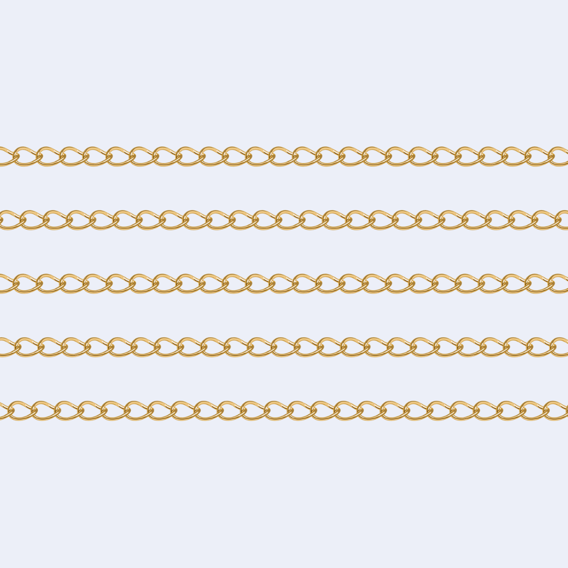 Useita kullattuja koruketjuja rinnakkain riveissä, 3,5 x 2,5 mm, kirurginteräs