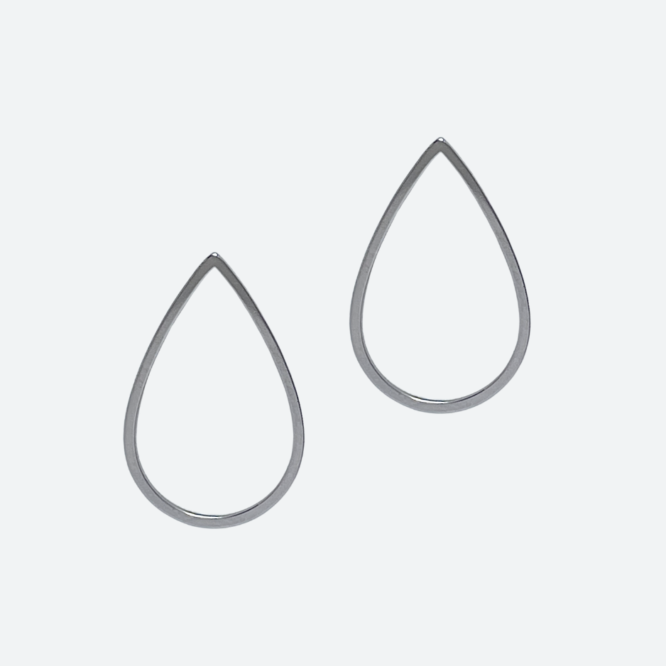 Pari pisaranmuotoisia korulinkkejä 26 mm pystyssä, kehys korvakoruihin, ruostumaton teräs