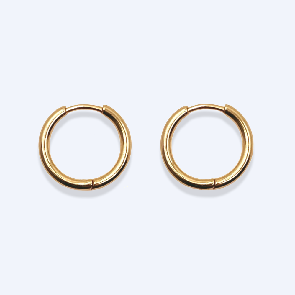 Golden earring huggie hoops. Jewelry findings, real gold plated. 