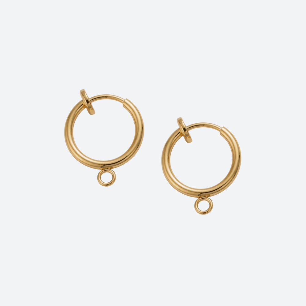 Huggie korvakorurenkaat 13 mm reiättömiin korviin, 24K kullattu kirurginteräs