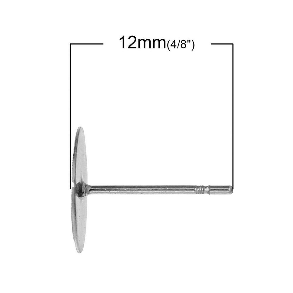 Öronstift måttbild: plattans diameter 12 mm eller 4/8 tum